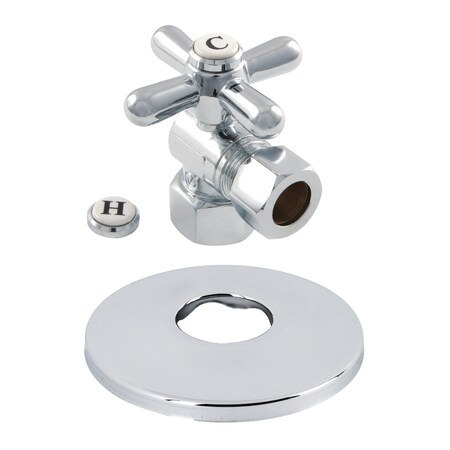 Kingston Brass CC44401XK 1/2-Inch FIP X 1/2-Inch OD Comp Quarter-Turn Angle Stop Valve with Flange, Polished Chrome CC44401XK